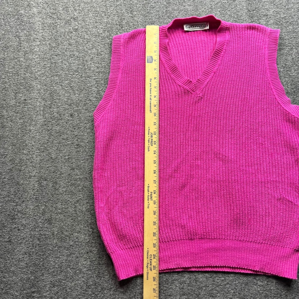 Vintage Gap Sweater Vest Womens Medium Pink 100% Cotton Shaker Knit Union USA - Picture 5 of 12